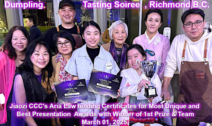 Aria Law, awarded most unique & best presentation prizes & first prize winner & Her  family at Dumpling Soiree event Mar.01, 2025